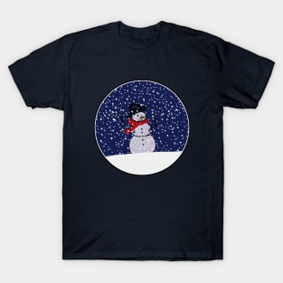 Snowman on a Snowy Hill in a Circle! T-Shirt